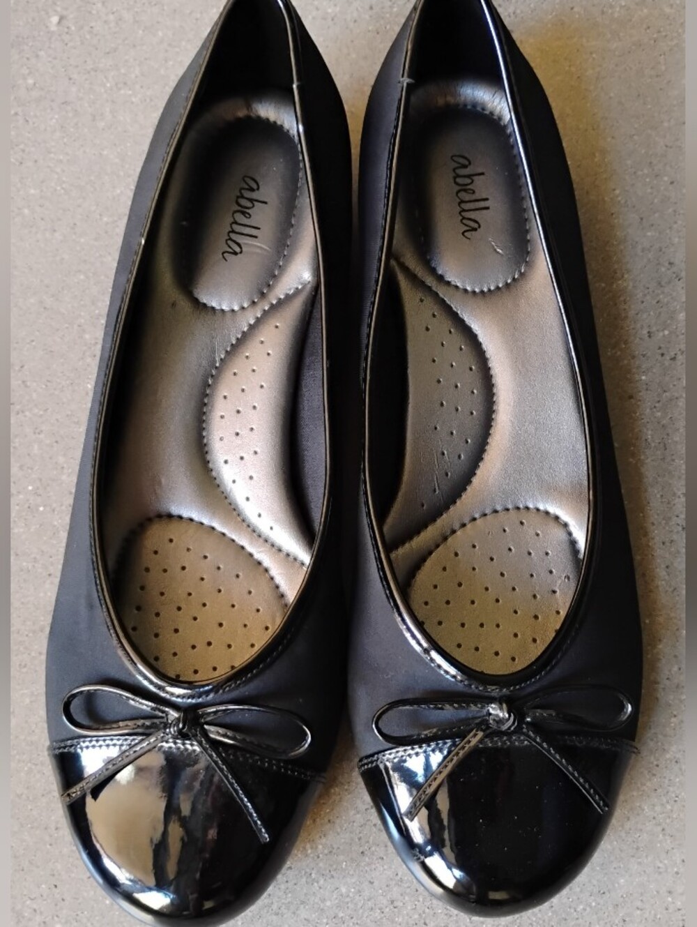 Abella Black Matte & Patent Toe Ballet Flats